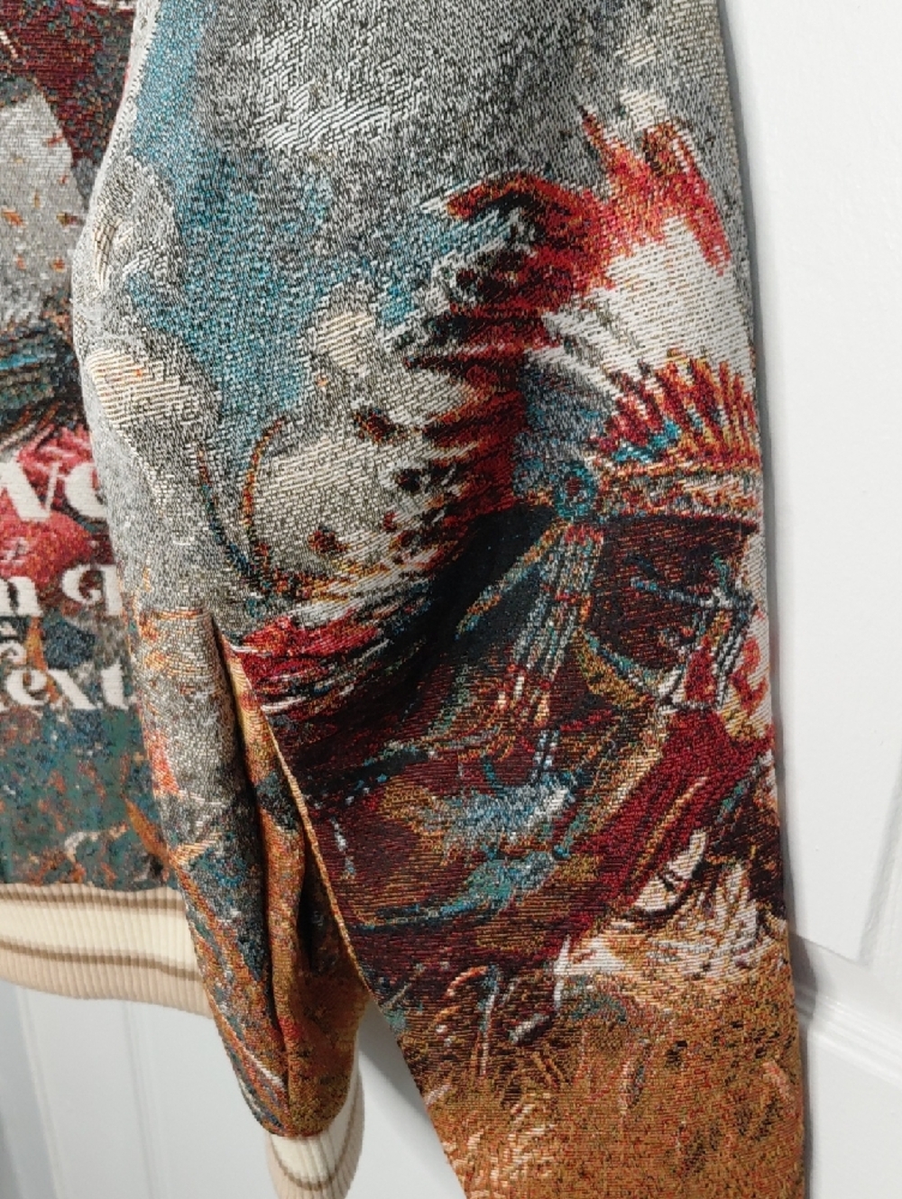 Majestic Multicolor Graphic Football Knit Jacket - Picture 10 of 11